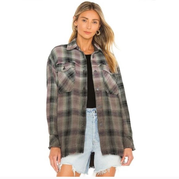 FREE PEOPLE WE THE FREE SHACKET FLANNEL SHIRT WOMENS - Picture 2 of 4